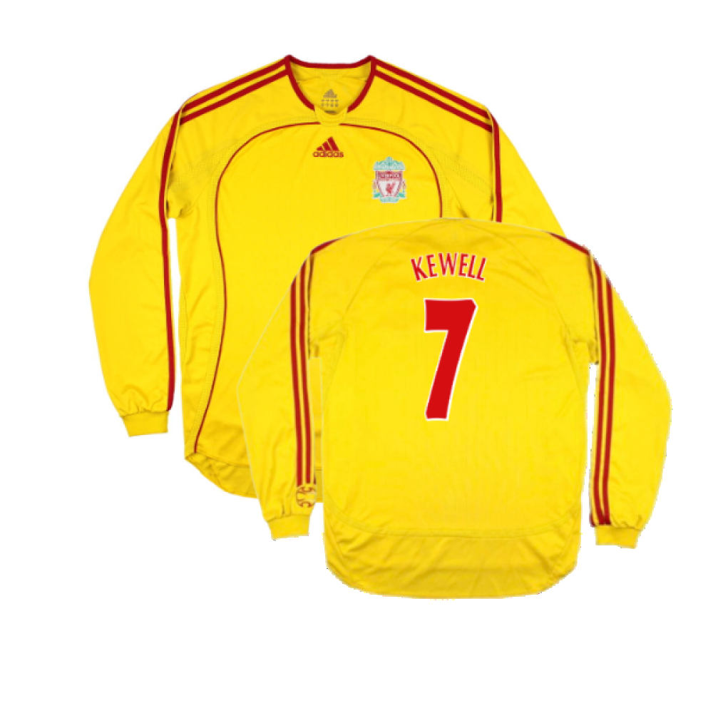 '06-'07 Liverpool Away Long Sleeve Shirt (L) (Very Good) (Kewell 7) Polyester Made By: Adidas Men's Yellow Large