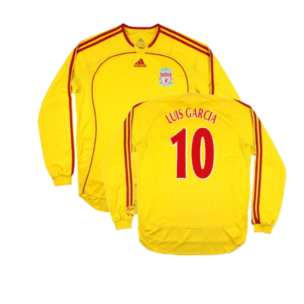 '06-'07 Liverpool Away Long Sleeve Shirt (L) (Very Good) (Luis Garcia 10) Polyester Made By: Adidas Men's Yellow Large