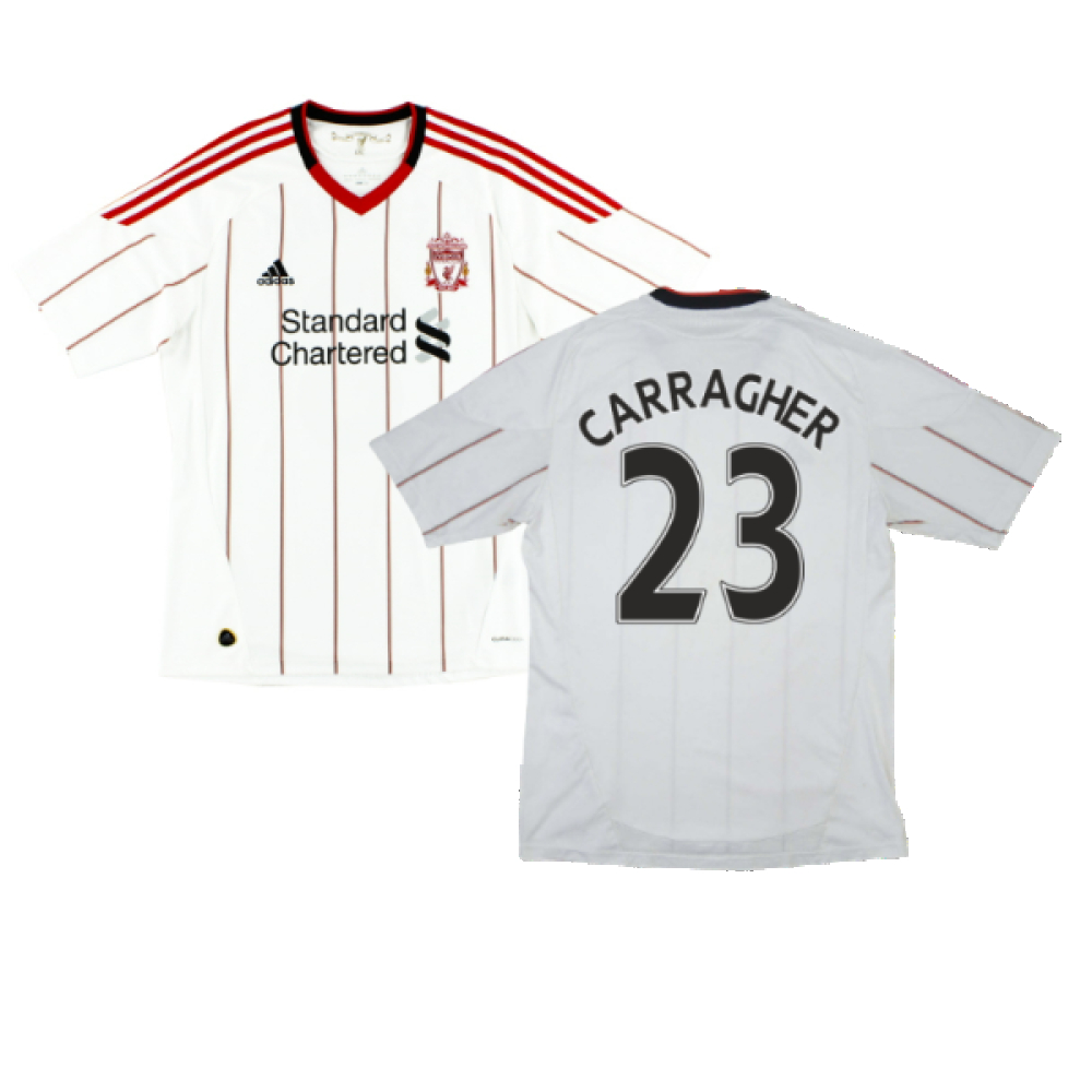 '10-'11 Liverpool Away Shirt ) (Good) (Carragher 23) Polyester Made By: Adidas Men's White Xxl