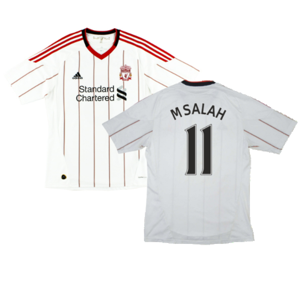 '10-'11 Liverpool Away Shirt ) (Good) (M Salah 11) Polyester Made By: Adidas Men's White Xxl
