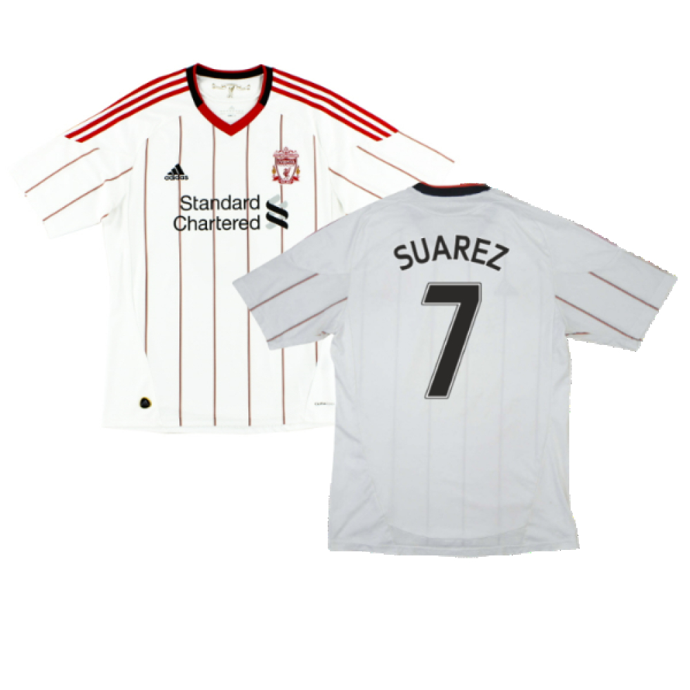 '10-'11 Liverpool Away Shirt ) (Good) (Suarez 7) Polyester Made By: Adidas Men's White Xxl