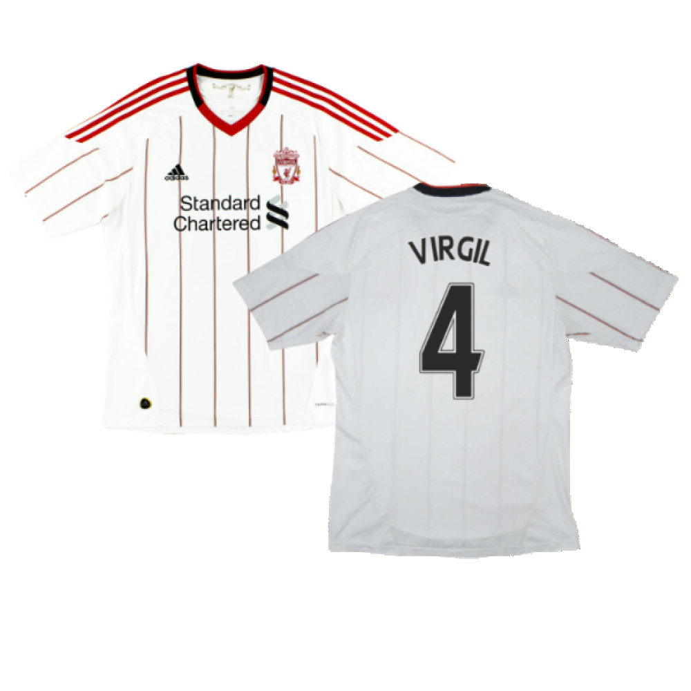 '10-'11 Liverpool Away Shirt ) (Good) (Virgil 4) Polyester Made By: Adidas Men's White Xxl