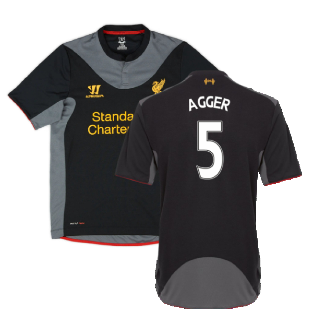 '12-'13 Liverpool Away Shirt ) (Fair) (Agger 5) Polyester Made By: Warrior Men's Black Xxl
