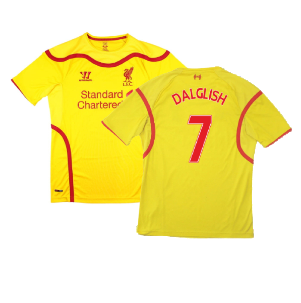 '14-'15 Liverpool Away Shirt ) (Good) (Dalglish 7) Polyester Made By: Warrior Men's Yellow Xxl