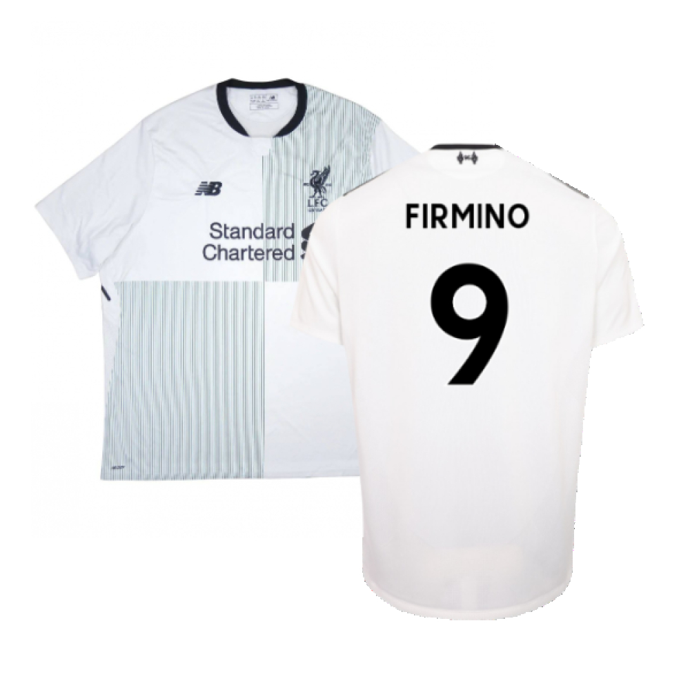 '17-'18 Liverpool Away Shirt ) (Very Good) (Firmino 9) Polyester Made By: New Balance Men's White Xxl
