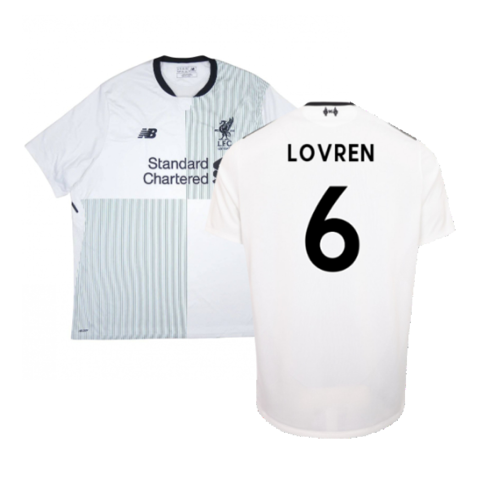 '17-'18 Liverpool Away Shirt ) (Very Good) (Lovren 6) Polyester Made By: New Balance Men's White Xxl