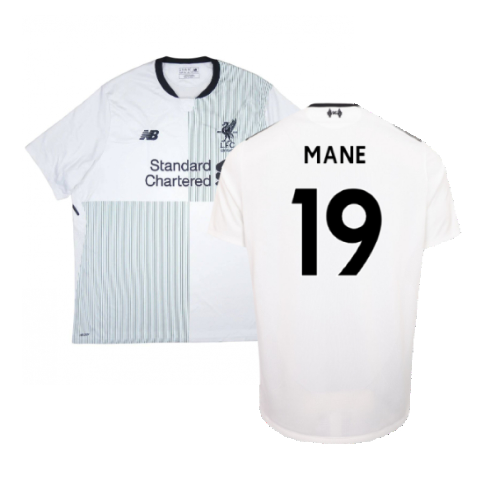'17-'18 Liverpool Away Shirt ) (Very Good) (Mane 19) Polyester Made By: New Balance Men's White Xxl