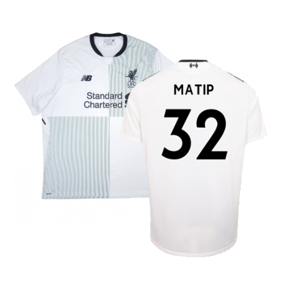 '17-'18 Liverpool Away Shirt ) (Very Good) (Matip 32) Polyester Made By: New Balance Men's White Xxl