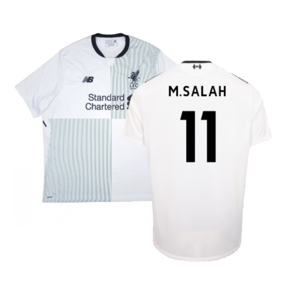 '17-'18 Liverpool Away Shirt ) (Very Good) (M.salah 11) Polyester Made By: New Balance Men's White Xxl
