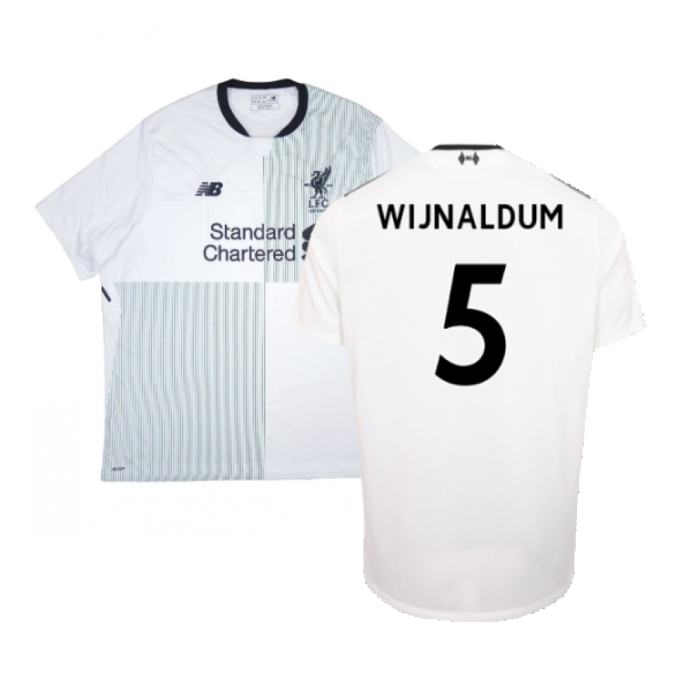 '17-'18 Liverpool Away Shirt ) (Very Good) (Wijnaldum 5) Polyester Made By: New Balance Men's White Xxl
