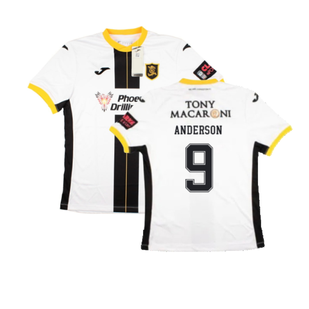 '22-'23 Livingston Away Shirt (M) (Very Good) (Anderson 9) Polyester Made By: Joma Men's White Medium