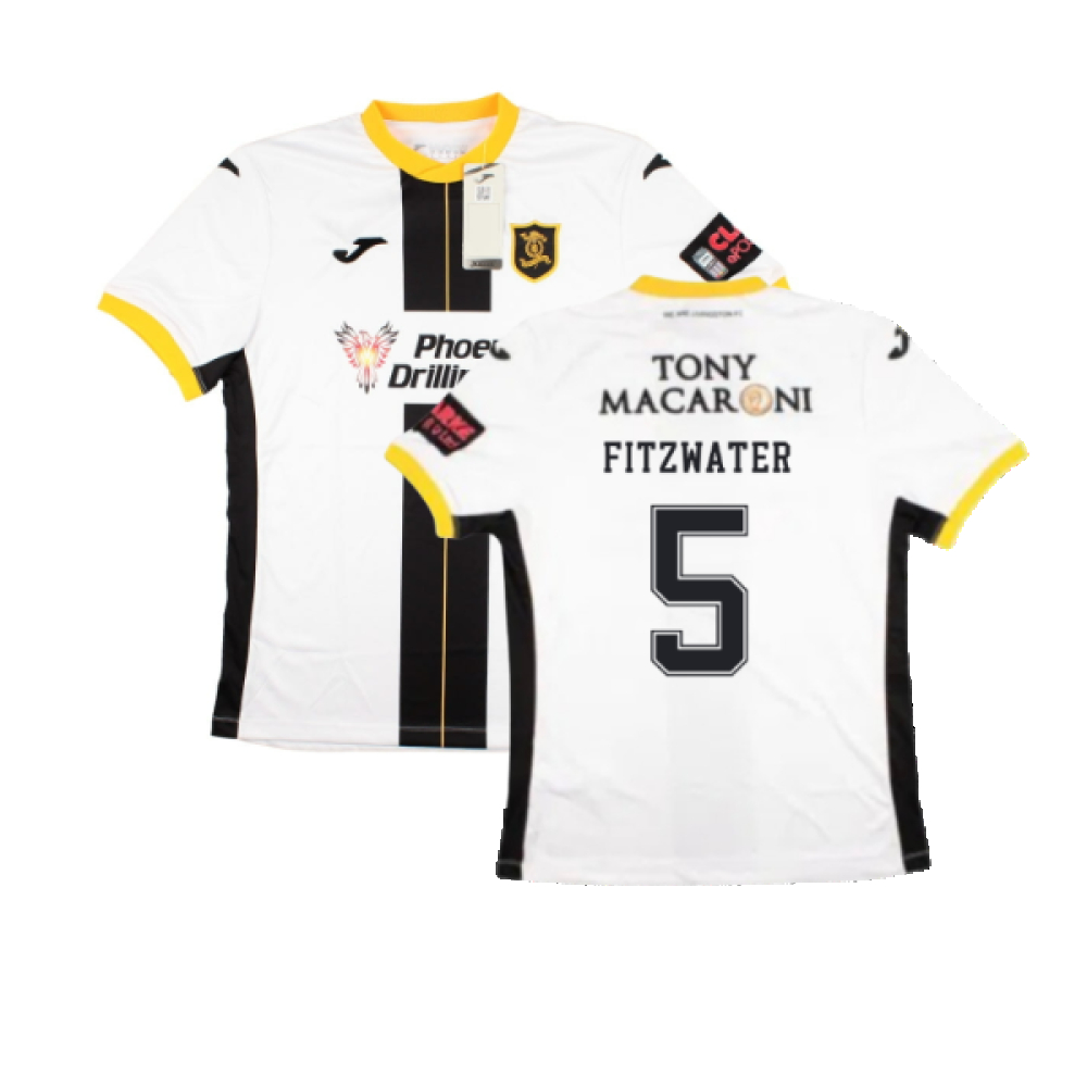'22-'23 Livingston Away Shirt (M) (Very Good) (Fitzwater 5) Polyester Made By: Joma Men's White Medium