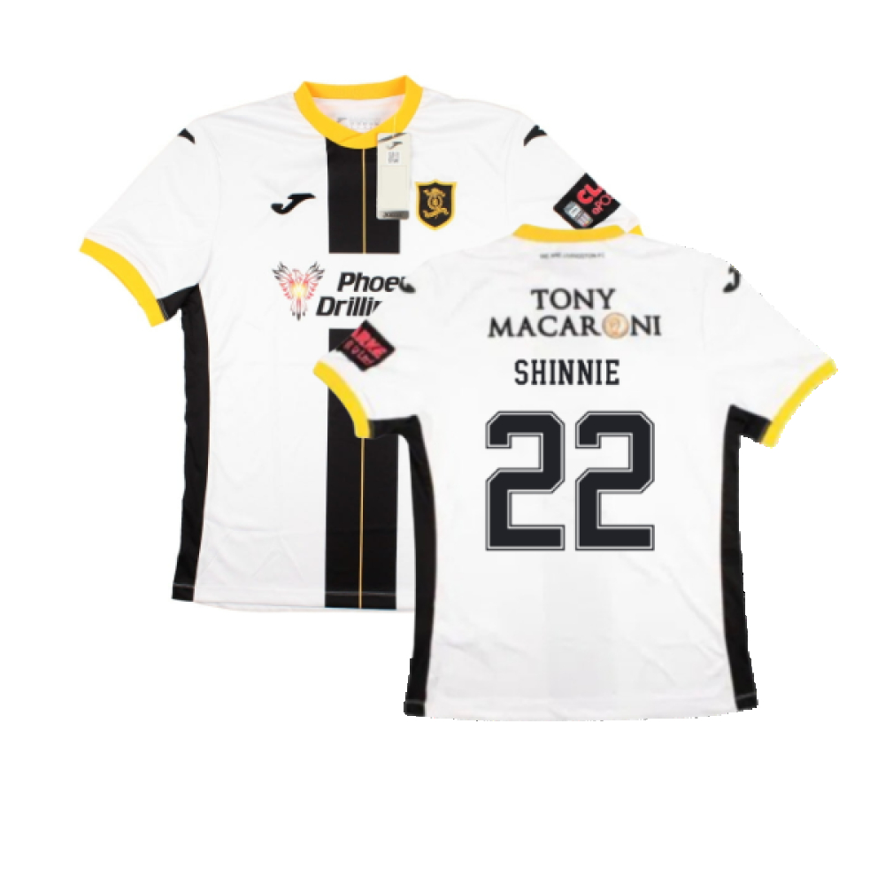 '22-'23 Livingston Away Shirt (M) (Very Good) (Shinnie 22) Polyester Made By: Joma Men's White Medium