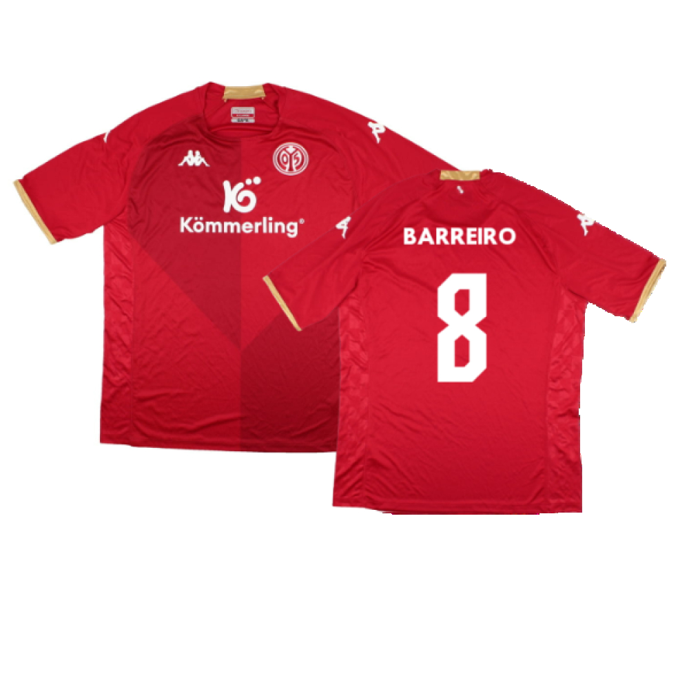 '22-'23 Mainz 05 Home Shirt ) (Mint) (Barreiro 8) Polyester Made By: Kappa Men's Red Xxl