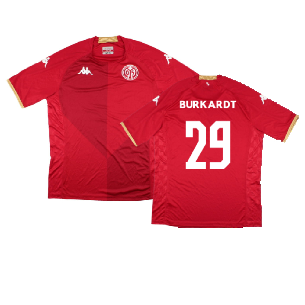 '22-'23 Mainz 05 Home Shirt (Sponsorless) ) (Mint) (Burkardt 29) Polyester Made By: Kappa Men's Red 3XL