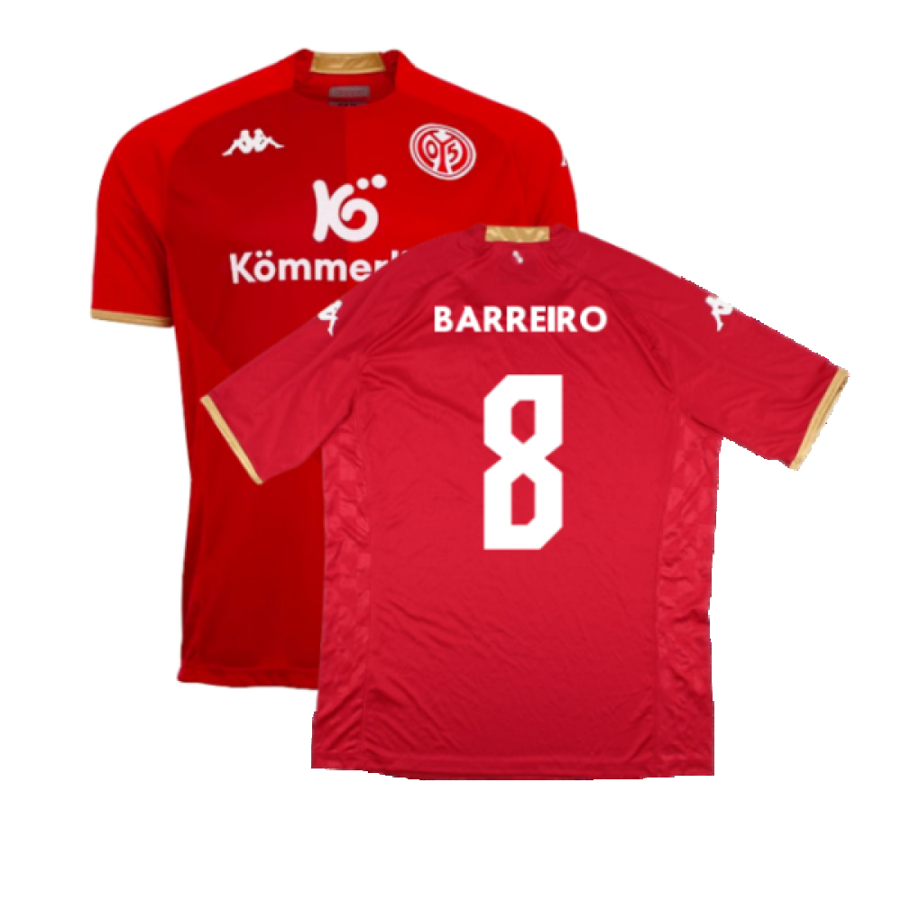'22-'23 Mainz Home Shirt ) (Mint) (Barreiro 8) Polyester Mainz 05 Made By: Kappa Men's Red Xxl