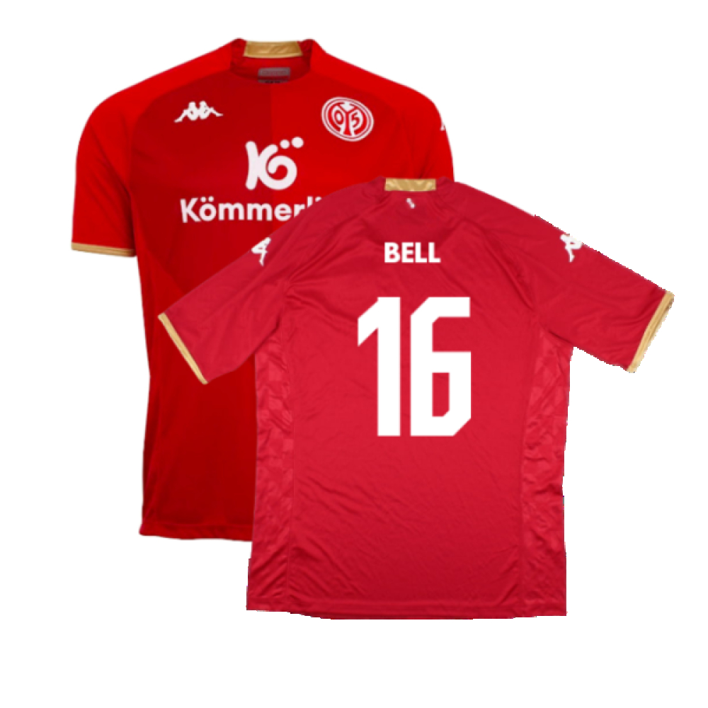 '22-'23 Mainz Home Shirt ) (Mint) (Bell 16) Polyester Mainz 05 Made By: Kappa Men's Red Xxl