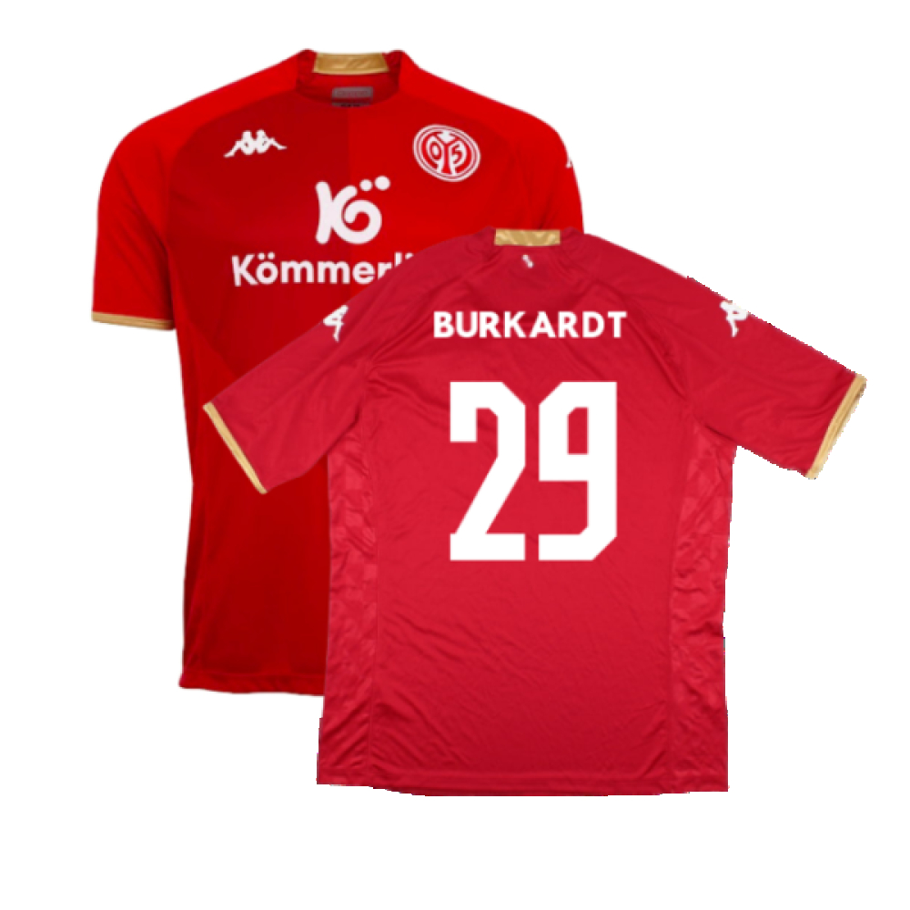 '22-'23 Mainz Home Shirt ) (Mint) (Burkardt 29) Polyester Mainz 05 Made By: Kappa Men's Red Xxl