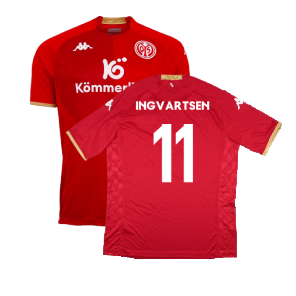 '22-'23 Mainz Home Shirt ) (Mint) (Ingvartsen 11) Polyester Mainz 05 Made By: Kappa Men's Red Xxl