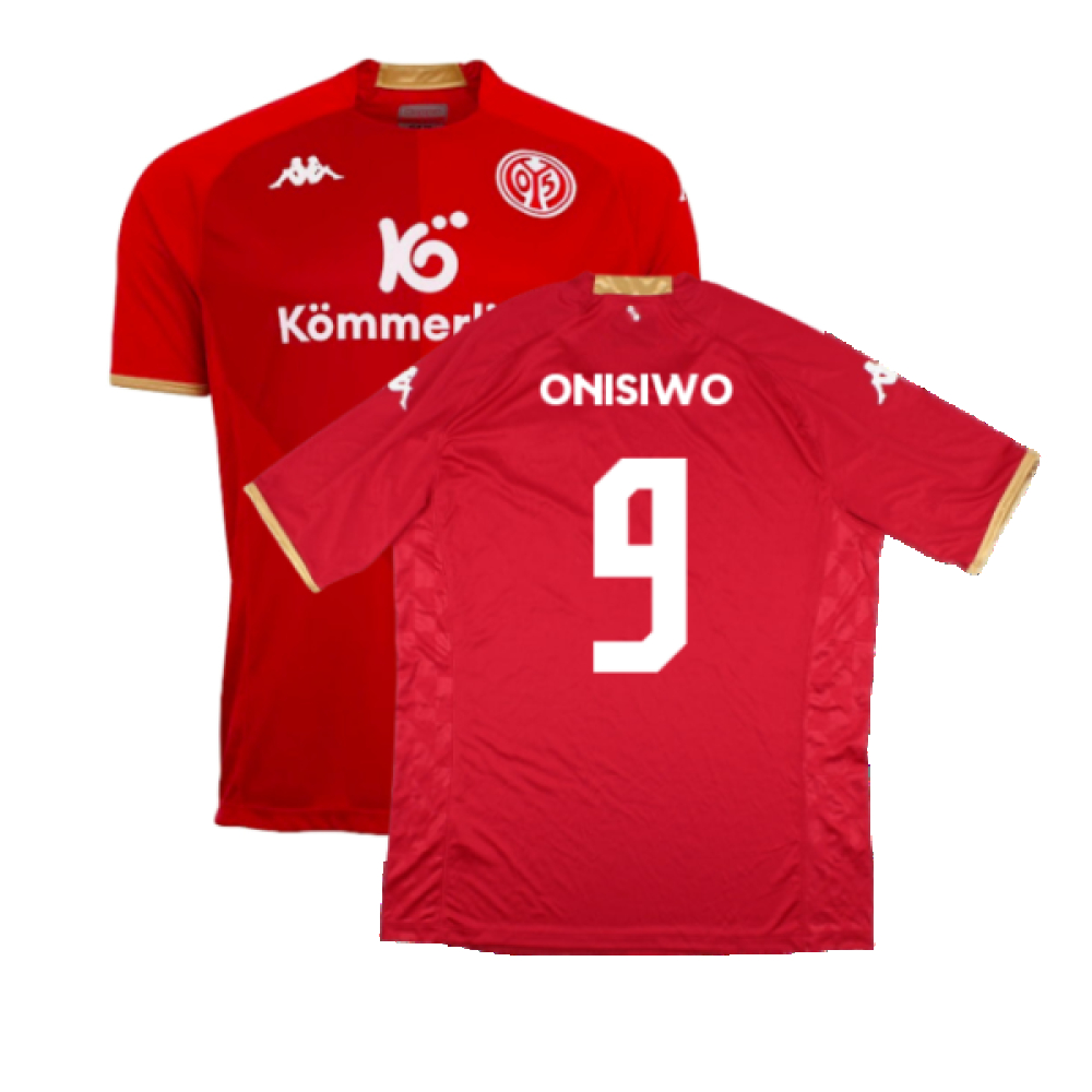 '22-'23 Mainz Home Shirt ) (Mint) (Onisiwo 9) Polyester Mainz 05 Made By: Kappa Men's Red Xxl