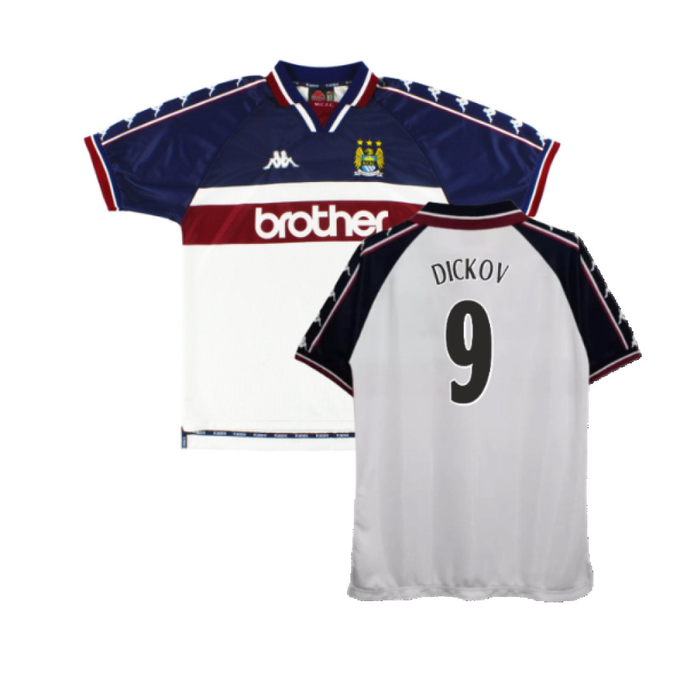 '97-'98 Manchester City Away Shirt ) (Good) (Dickov 9) Polyester Made By: Kappa Men's White Extra Large