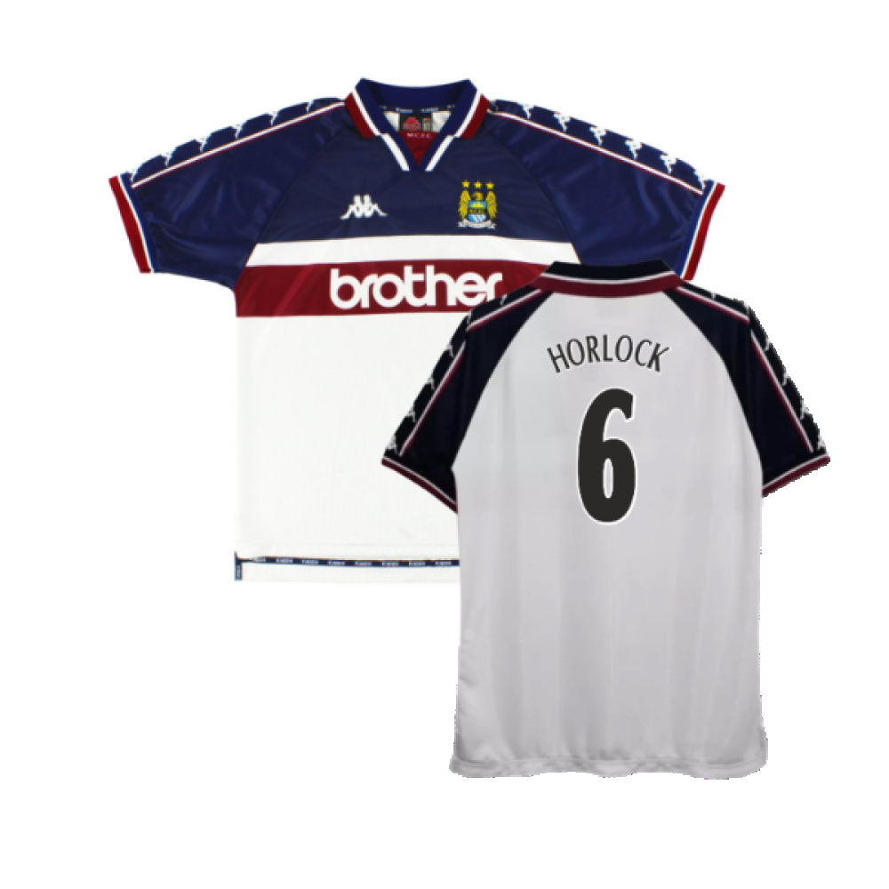 '97-'98 Manchester City Away Shirt ) (Good) (Horlock 6) Polyester Made By: Kappa Men's White Extra Large