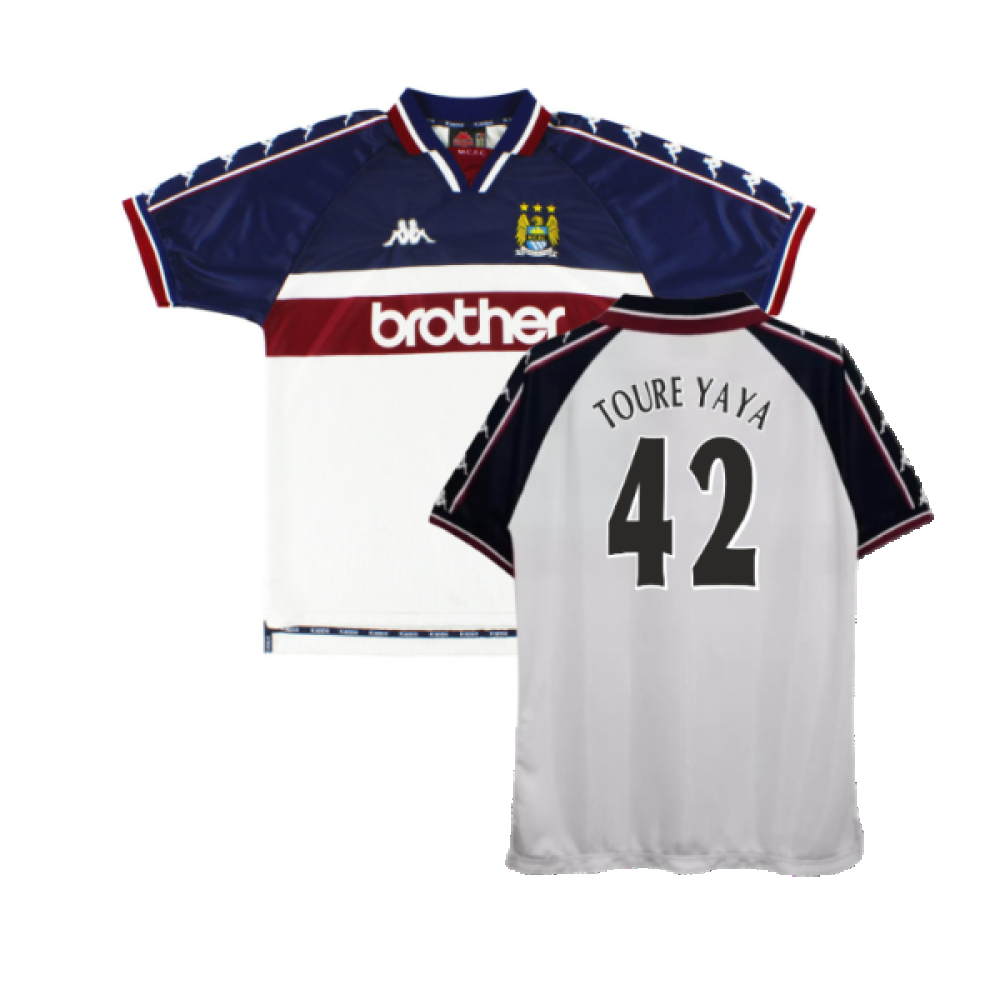 '97-'98 Manchester City Away Shirt ) (Good) (Toure Yaya 42) Polyester Kolo Toure Made By: Kappa Men's White Extra Large