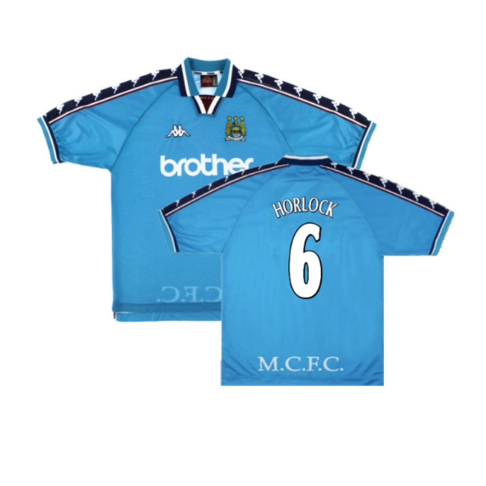 '97-'99 Manchester City Home Shirt ) (Excellent) (Horlock 6) Polyester Made By: Kappa Men's Blue Extra Large