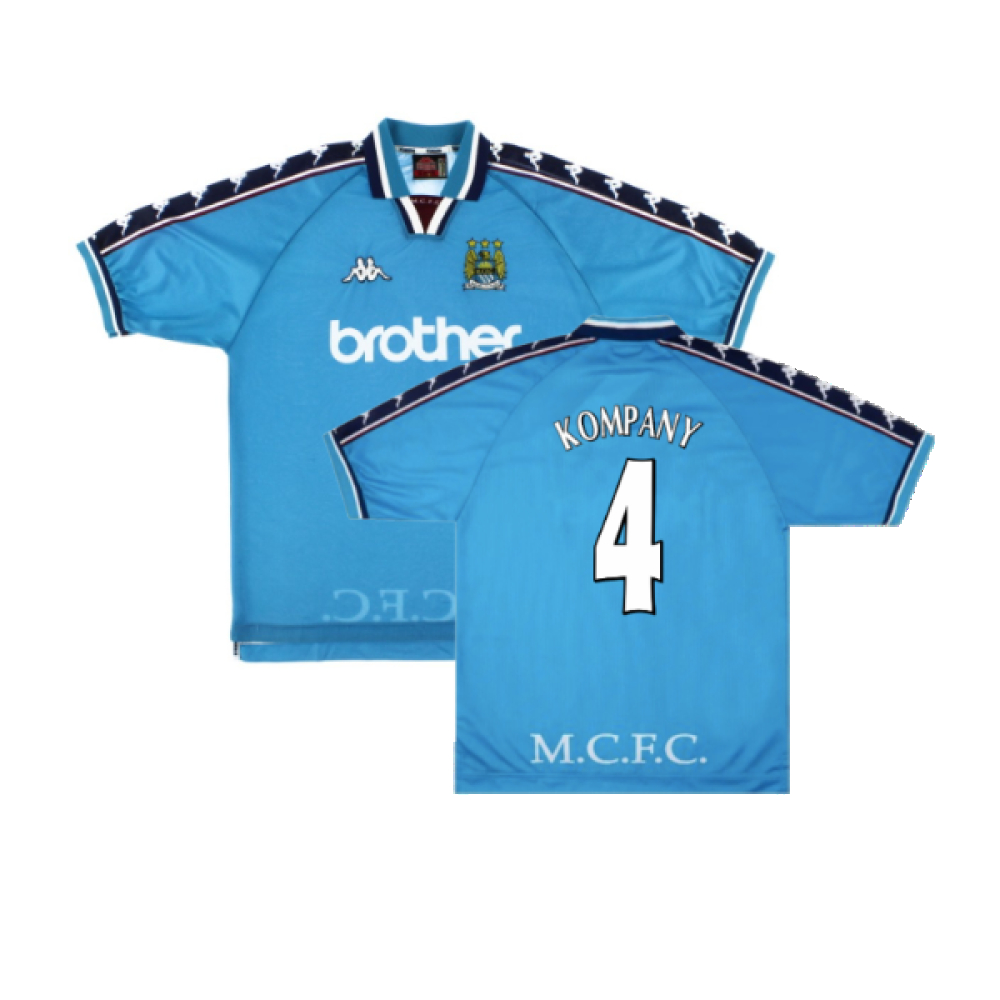 '97-'99 Manchester City Home Shirt ) (Excellent) (Kompany 4) Polyester Made By: Kappa Men's Blue Extra Large