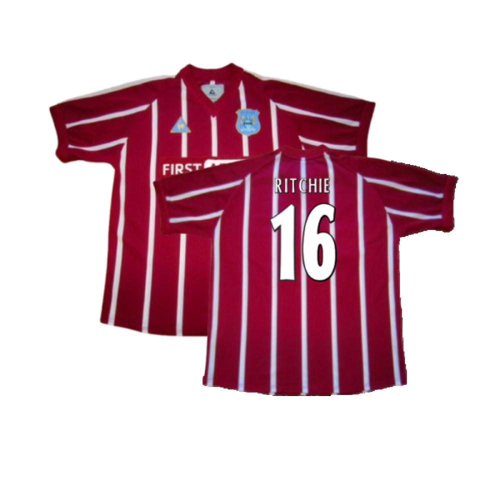 '02-'03 Manchester City Third Shirt (M) (Excellent) (Ritchie 16) Polyester Made By: Le Coq Sportif Men's Purple Medium