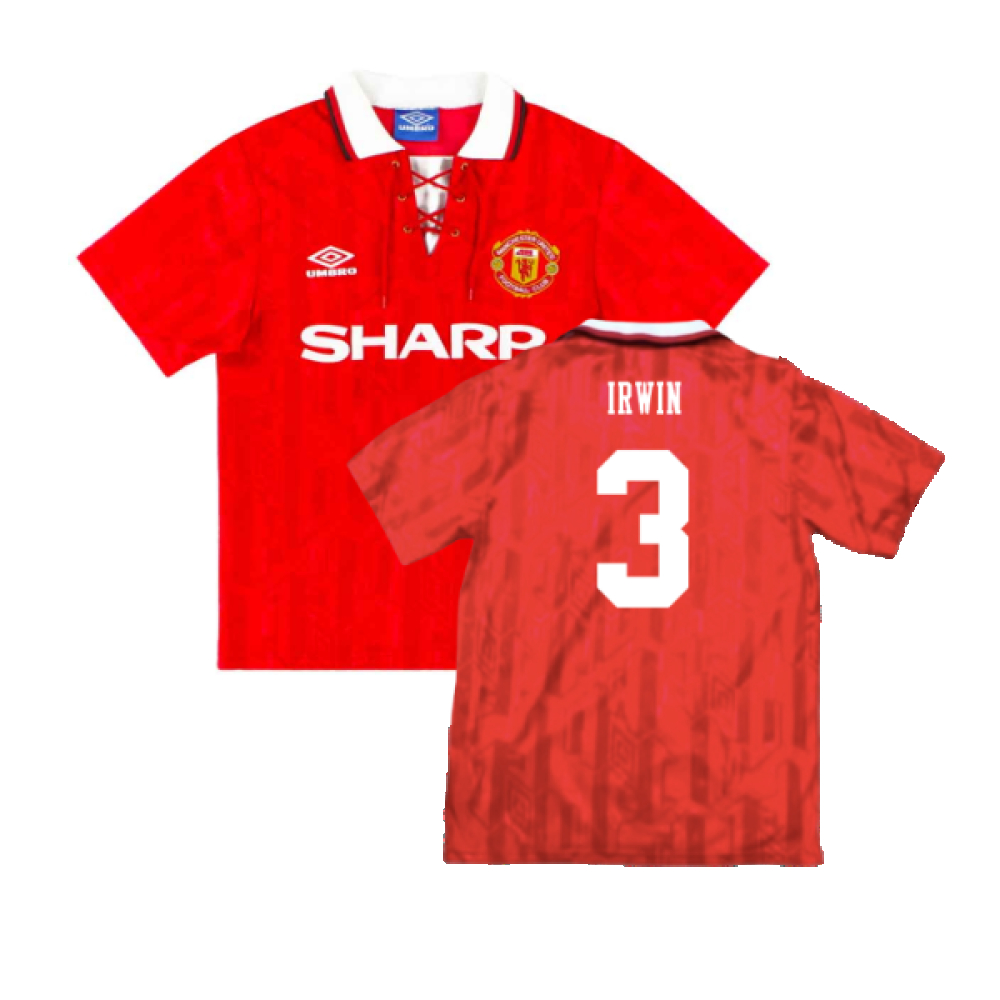 '92-'94 Manchester United Home ) (Excellent) (Law 10) Polyester Made By: Umbro Men's Red Xxl