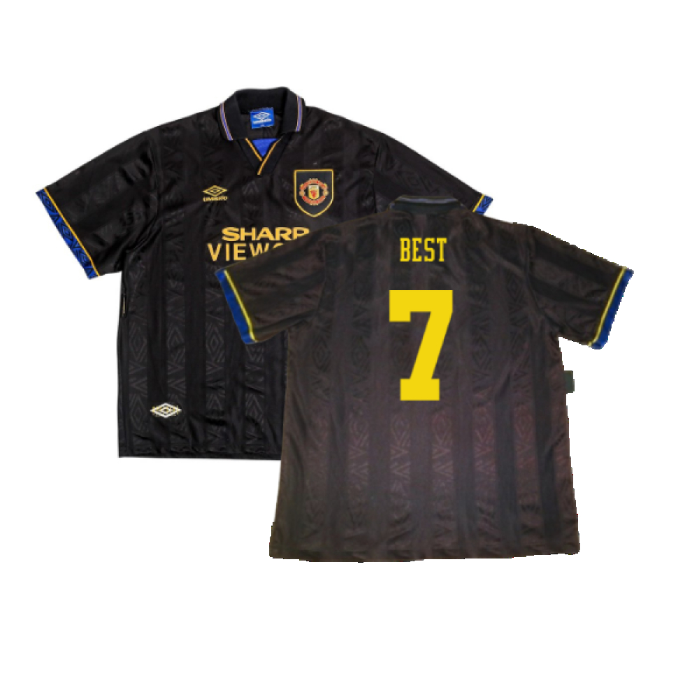 '93-'95 Manchester United Away Shirt (S) (Excellent) (Best 7) Polyester Made By: Umbro Men's Black Small