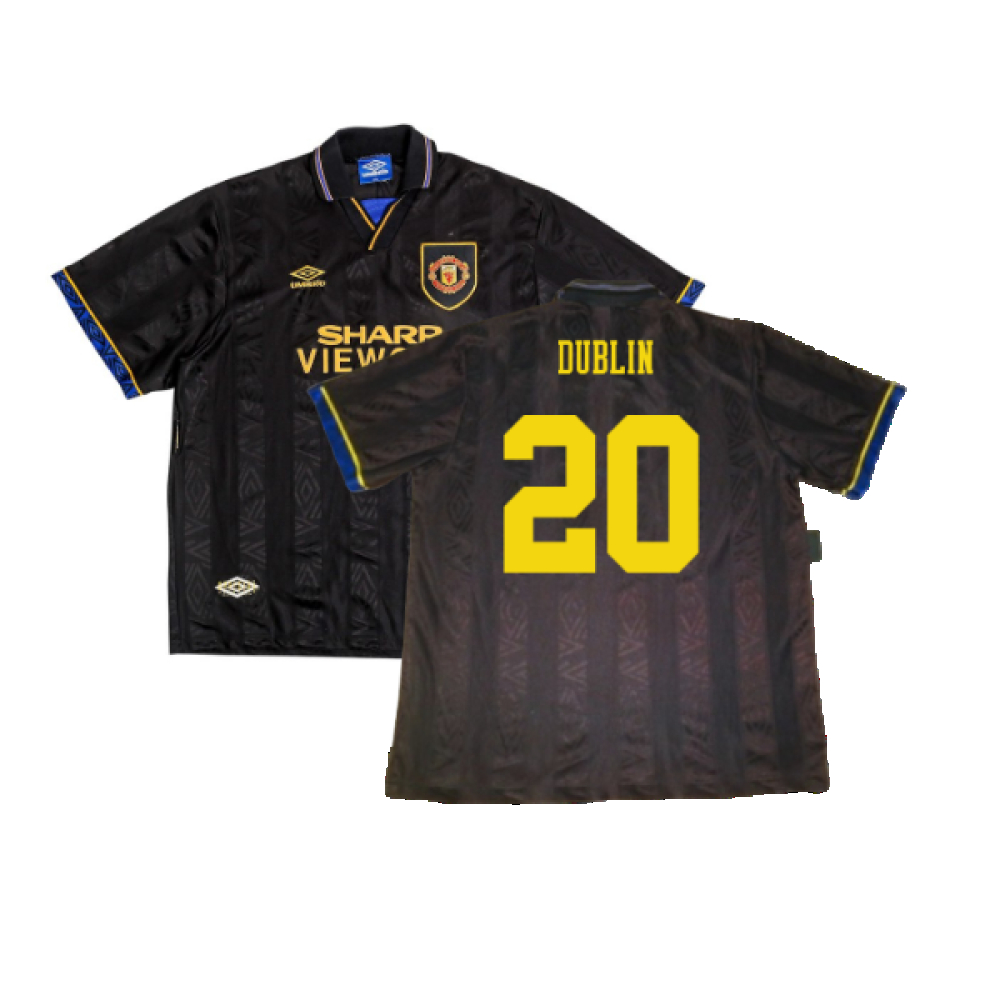 '93-'95 Manchester United Away Shirt (S) (Excellent) (Dublin 20) Polyester Made By: Umbro Men's Black Small