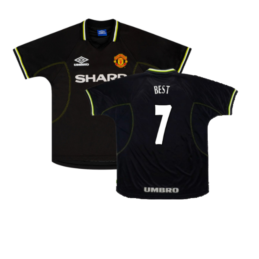 '98-'99 Manchester United Third Shirt ) (Excellent) (Best 7) Polyester Made By: Umbro Men's Black Extra Large