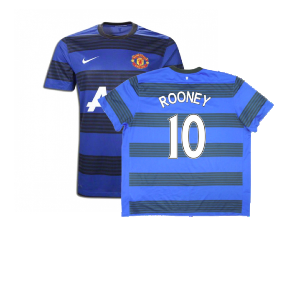 '11-'12 Manchester United Away Shirt (S) (Excellent) (Rooney 10) Polyester Made By: Nike Men's Blue Small