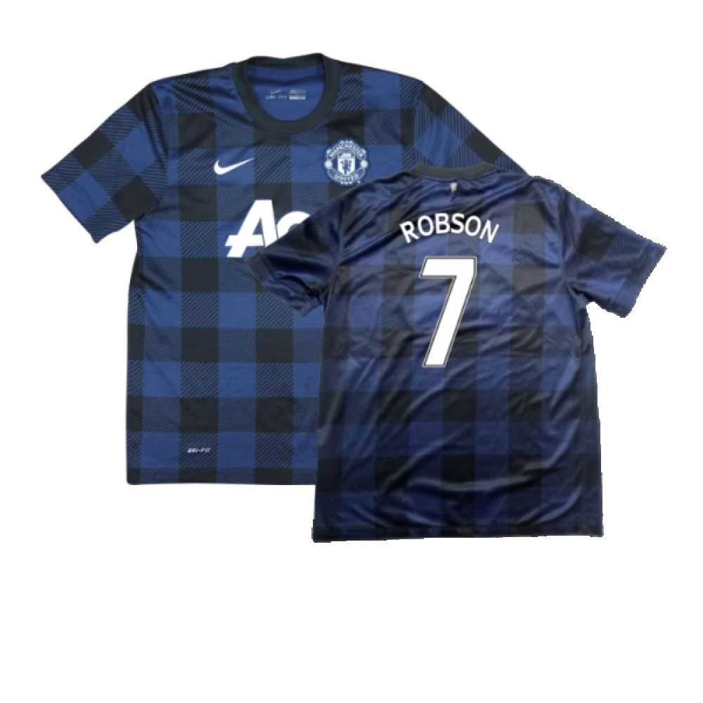 '13-'14 Manchester United Away Shirt (S) (Mint) (Robson 7) Polyester Made By: Nike Men's Navy Small
