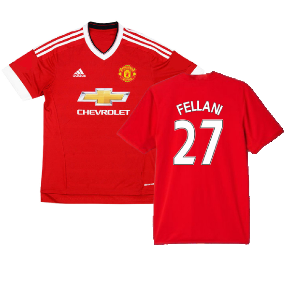 '15-'16 Manchester United Home Shirt (Very Good) (Fellani 27) Polyester Made By: Adidas Men's Red Large