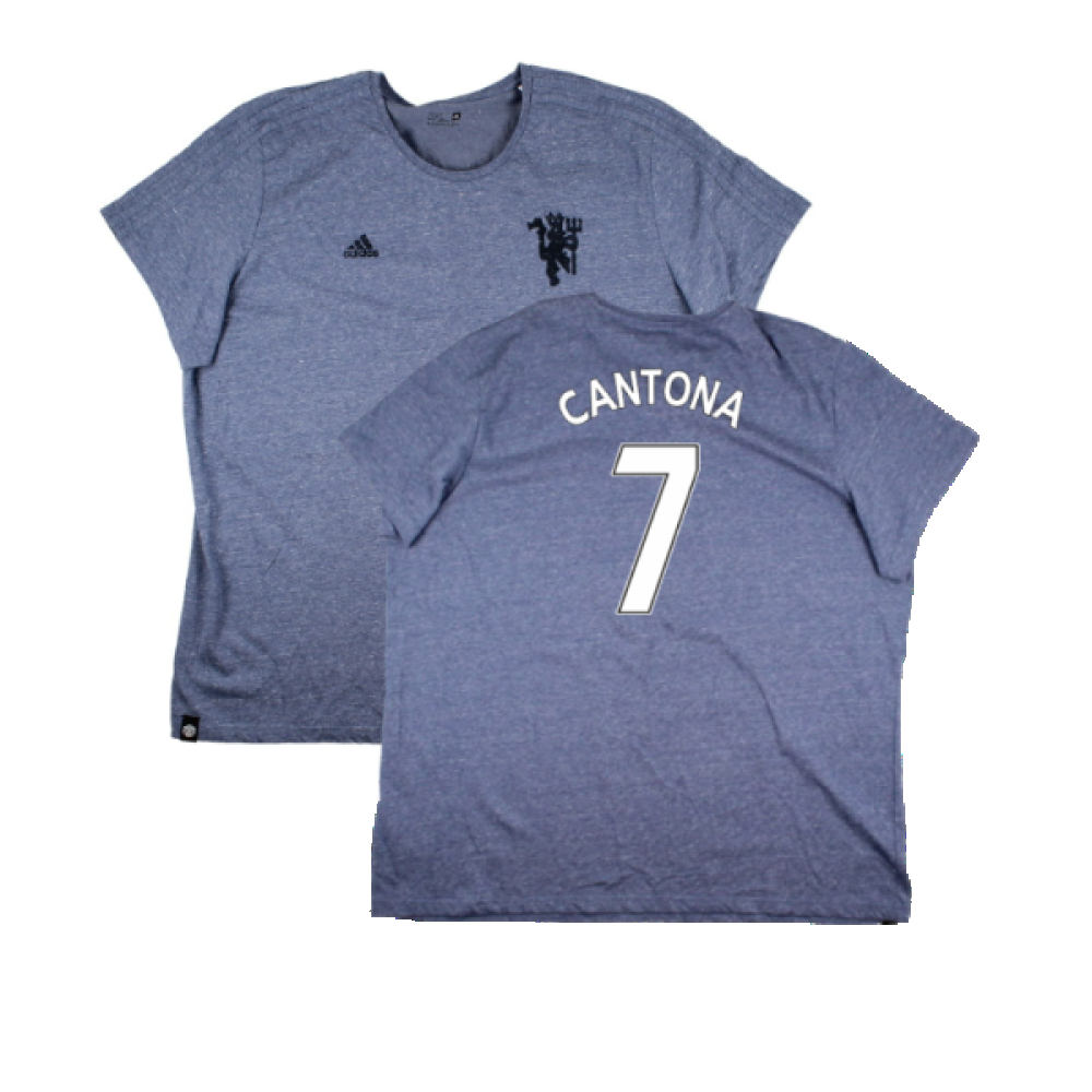 '16-'17 Manchester United Adidas T-Shirt ) (Very Good) (Cantona 7) Polyester Men's Grey 3XL