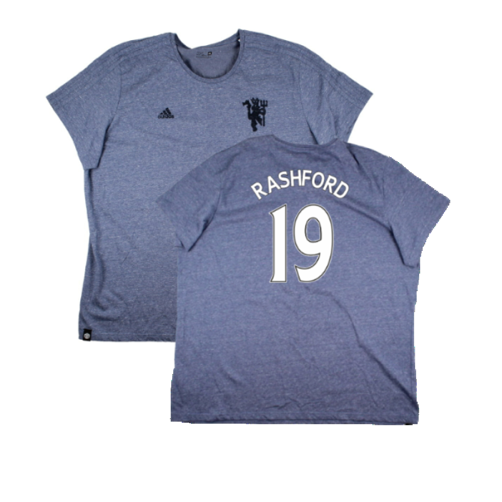 '16-'17 Manchester United Adidas T-Shirt ) (Very Good) (Rashford 19) Polyester Men's Grey 3XL
