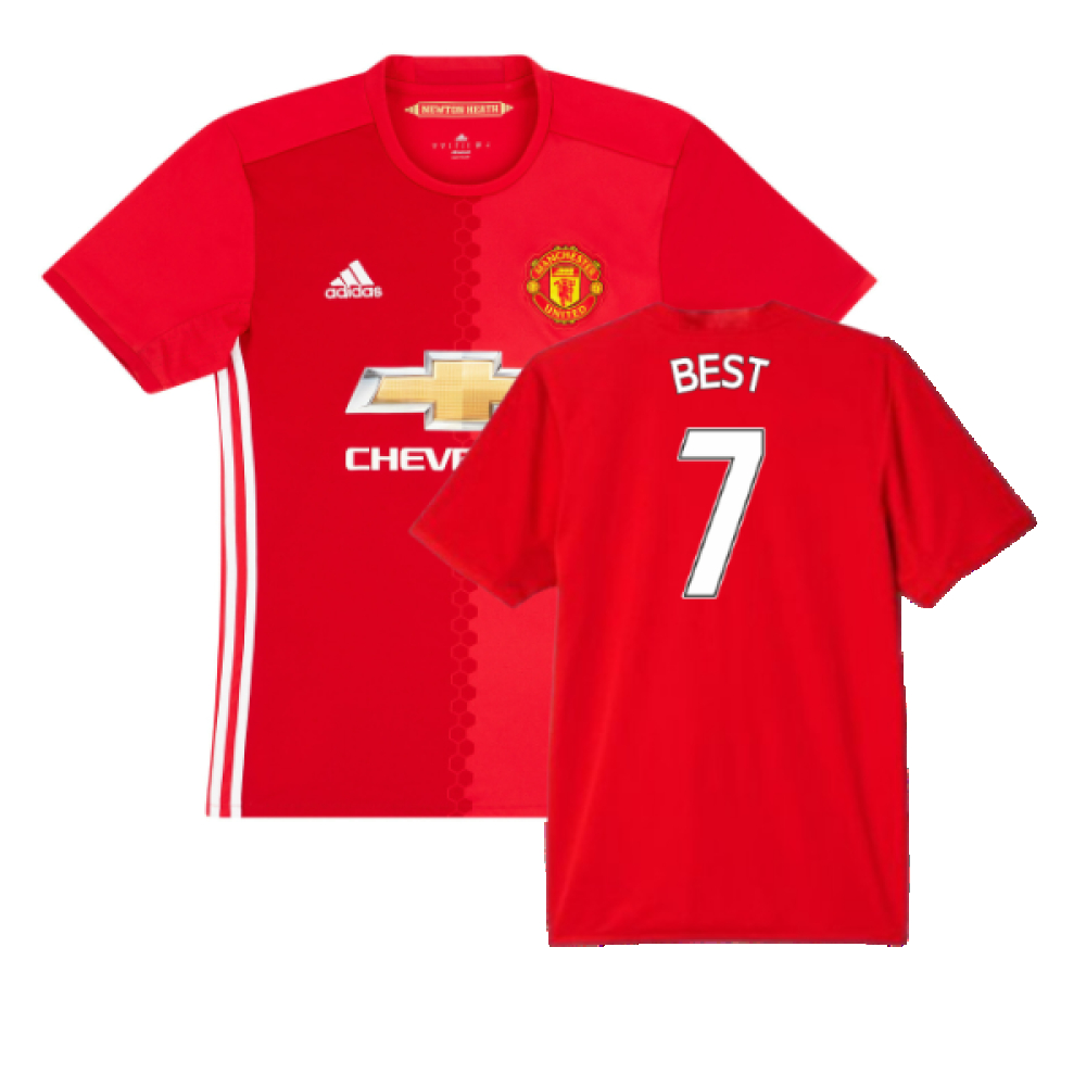 '16-'17 Manchester United Home ) (Excellent) (Best 7) Polyester Made By: Adidas Men's Red Extra Large