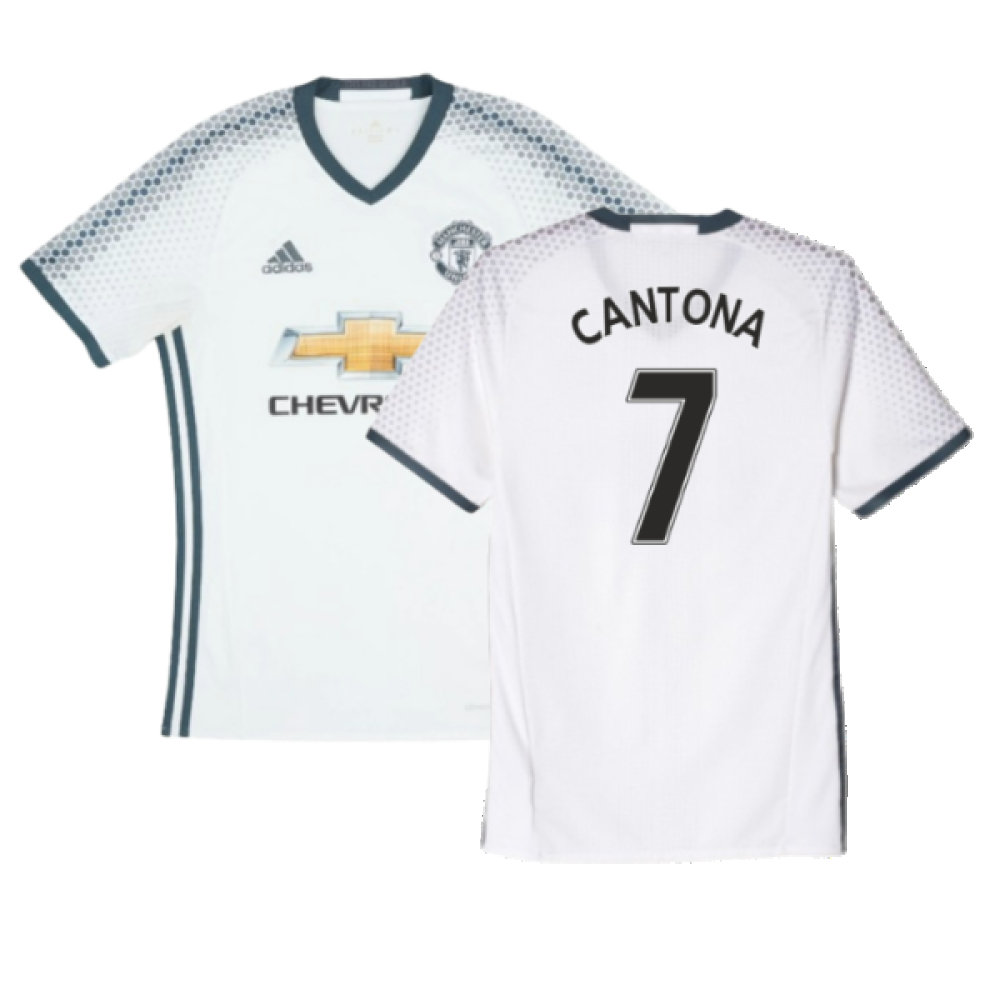 '16-'17 Manchester United Third Shirt (Excellent) (Cantona 7) Polyester Made By: Adidas Men's White Extra Large