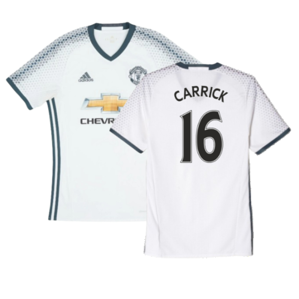 '16-'17 Manchester United Third Shirt (Excellent) (Carrick 16) Polyester Made By: Adidas Men's White Extra Large