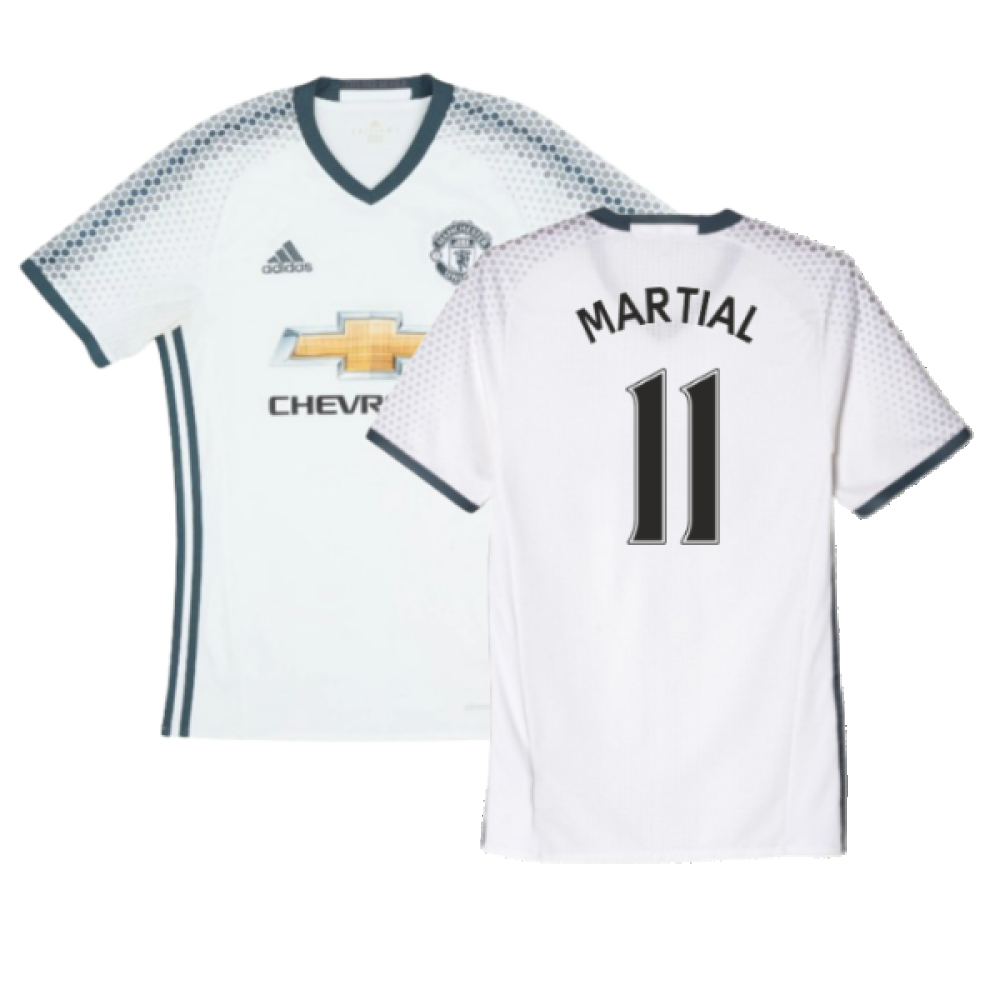 '16-'17 Manchester United Third Shirt (Excellent) (Martial 11) Polyester Made By: Adidas Men's White Extra Large