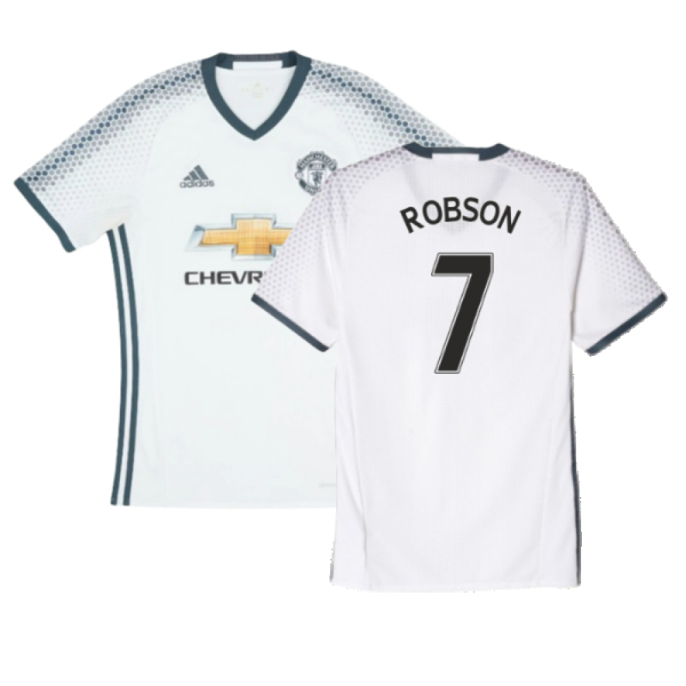 '16-'17 Manchester United Third Shirt (Excellent) (Robson 7) Polyester Made By: Adidas Men's White Extra Large