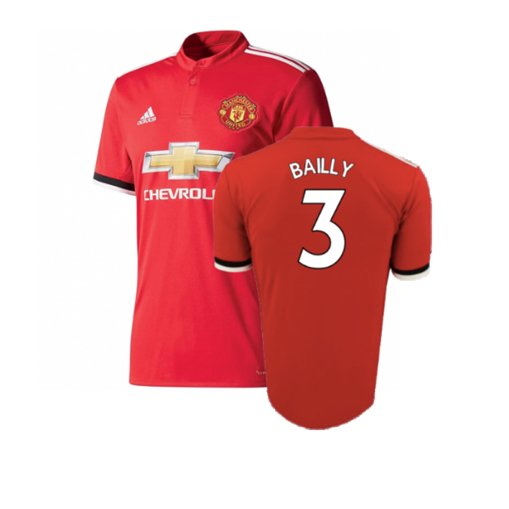 '17-'18 Manchester United Home Shirt (Excellent) (Bailly 3) Polyester Made By: Adidas Men's Red Medium