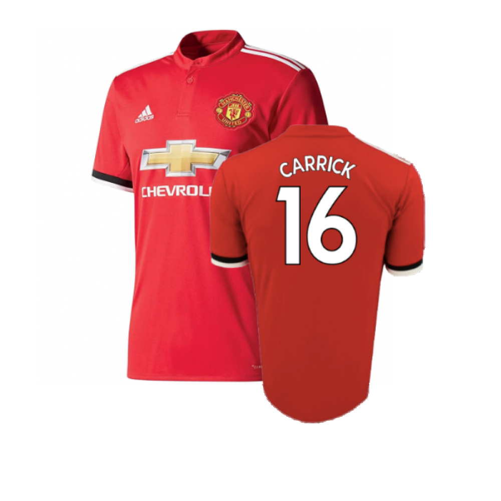 '17-'18 Manchester United Home Shirt (Excellent) (Carrick 16) Polyester Made By: Adidas Men's Red Medium
