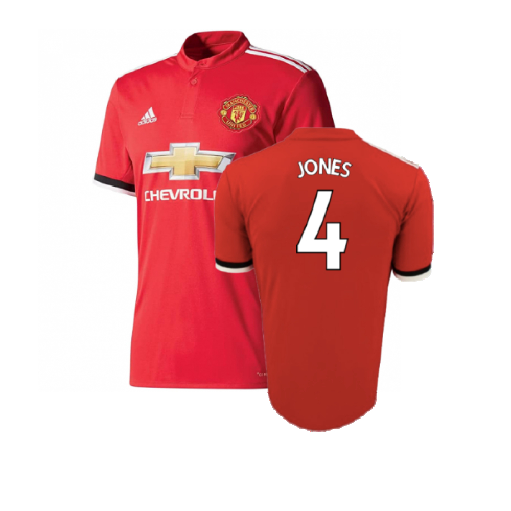 '17-'18 Manchester United Home Shirt (Excellent) (Jones 4) Polyester Made By: Adidas Men's Red Xxl