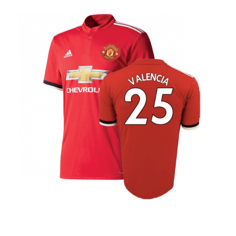 '17-'18 Manchester United Home Shirt (Excellent) (Valencia 25) Polyester Made By: Adidas Men's Red Xxl