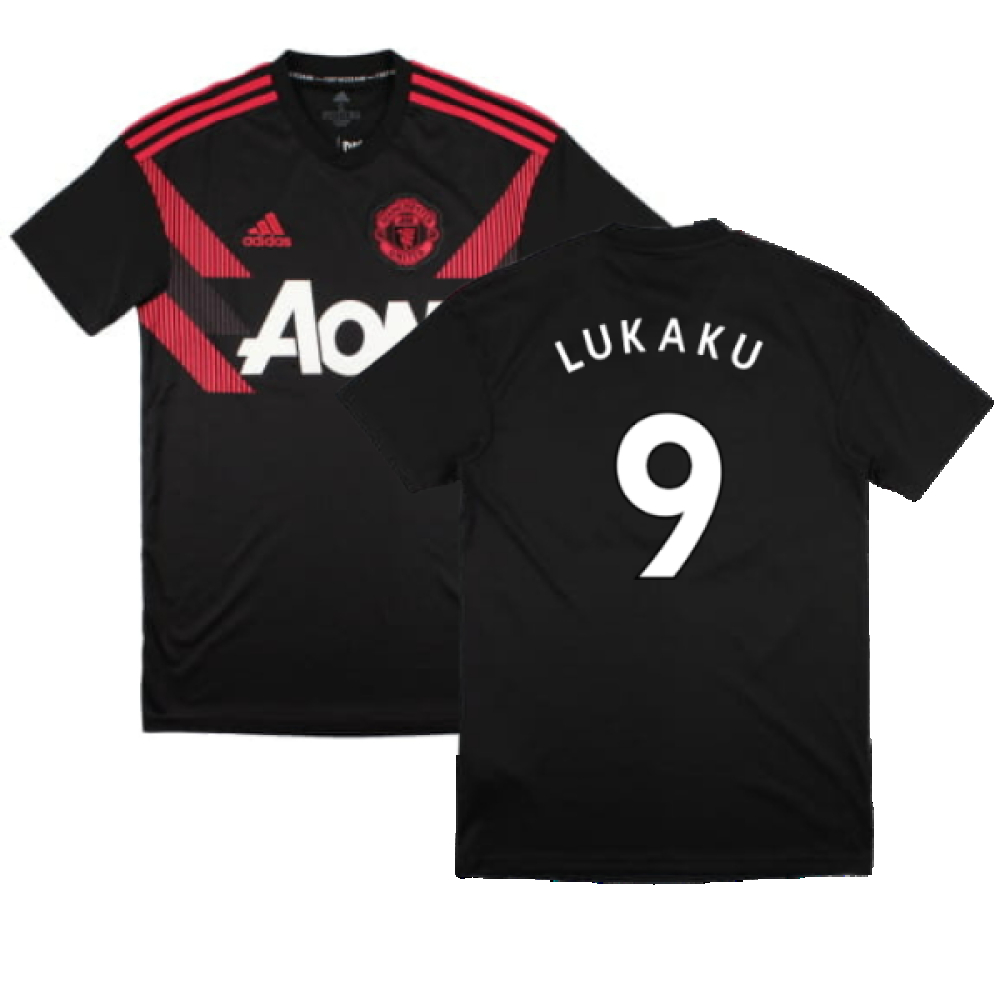 '18-'19 Manchester United Adidas Training Shirt ) (Excellent) (Lukaku 9) Polyester Men's Black Extra Large