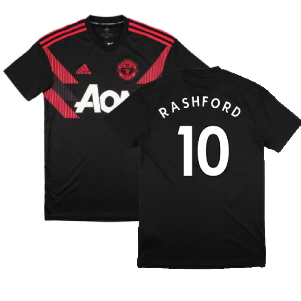 '18-'19 Manchester United Adidas Training Shirt ) (Excellent) (Rashford 10) Polyester Men's Black Extra Large